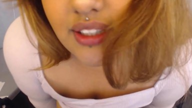 Curvy Latin babe Jasmine with sexy eyes and pierced boobs